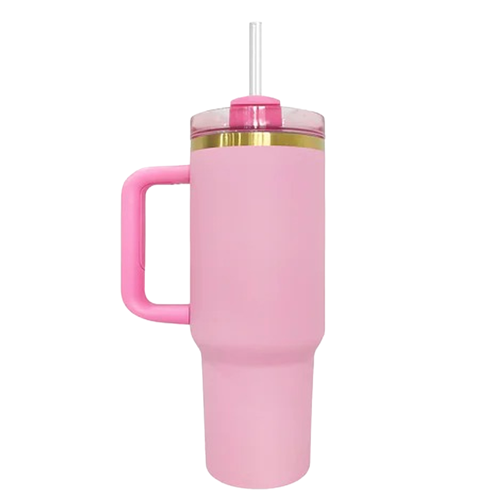 40oz Gold Plated Tumbler - Bubblegum