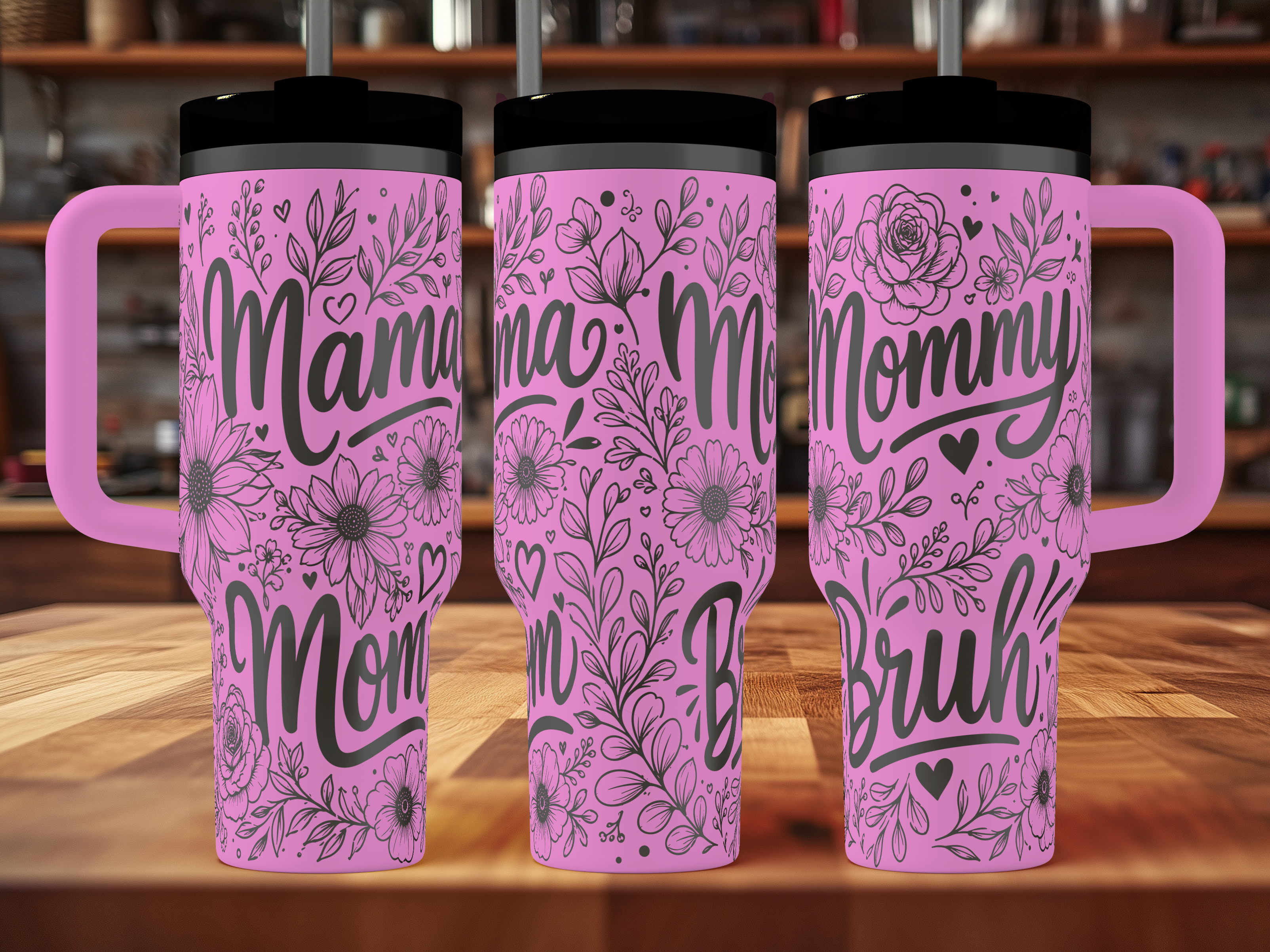 Floral Mama Seamless Tumbler Wrap – SVG | Laser File