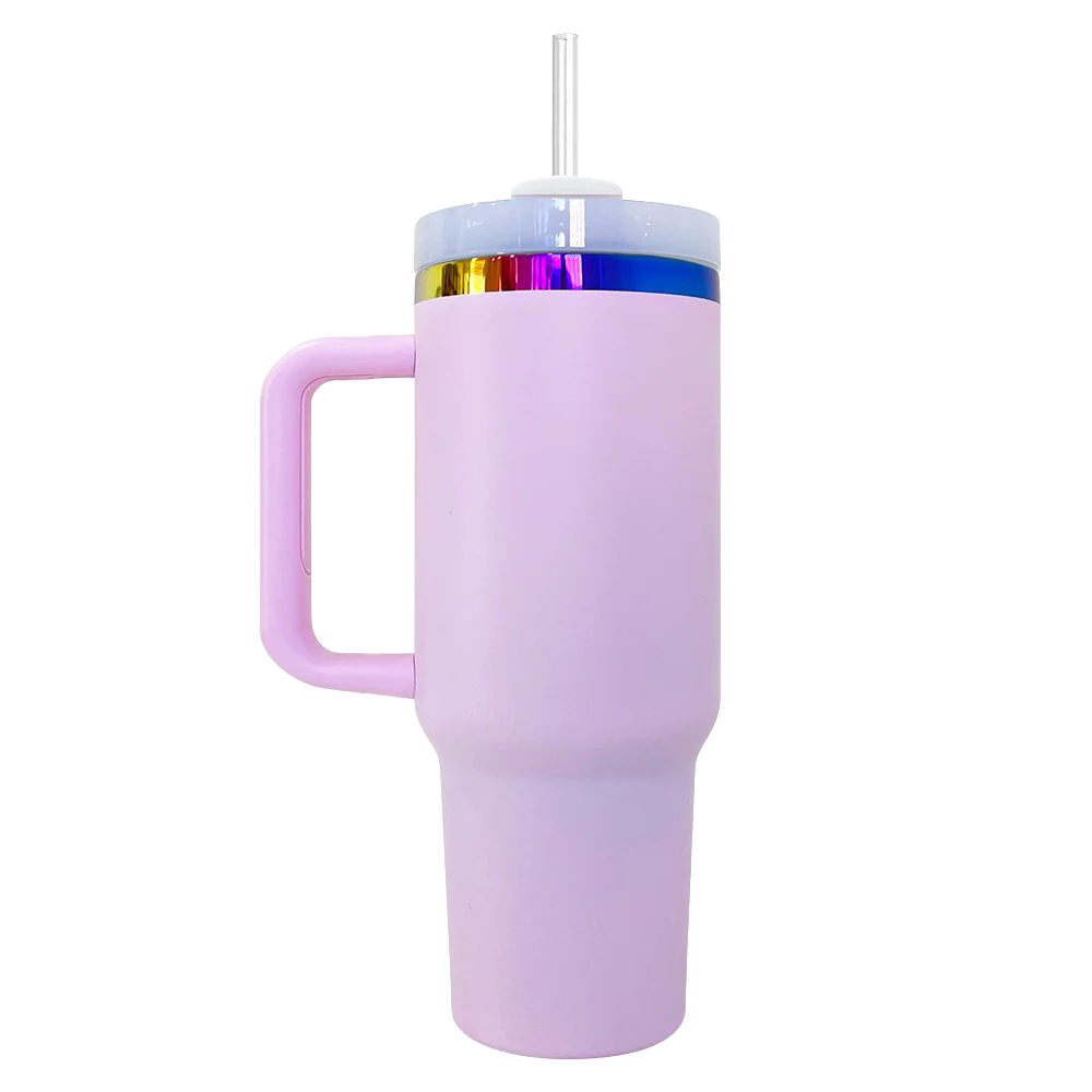 40oz Rainbow Plated Tumbler - Pastel Purple