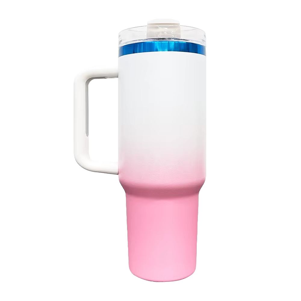 40oz Blue Plated Tumbler - Ombre Pink