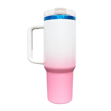 40oz Blue Plated Tumbler - Ombre Pink