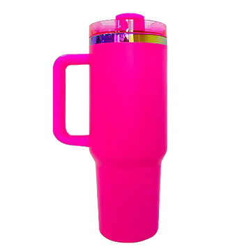 40oz Rainbow Plated Tumbler - Hot Pink