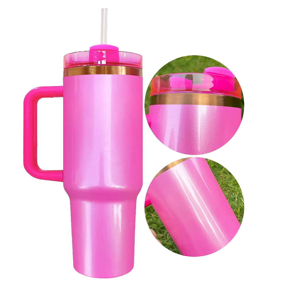 40oz Copper Plated Tumbler - Pink Shimmer