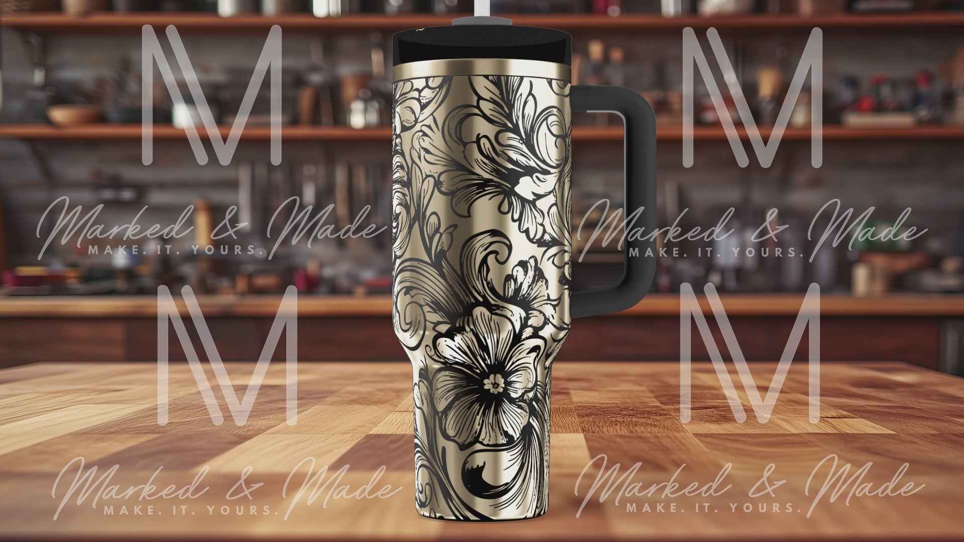 Tooled Leather Tumbler Wrap SVG Bundle  | Dark + Light  | Digital Download | Laser File