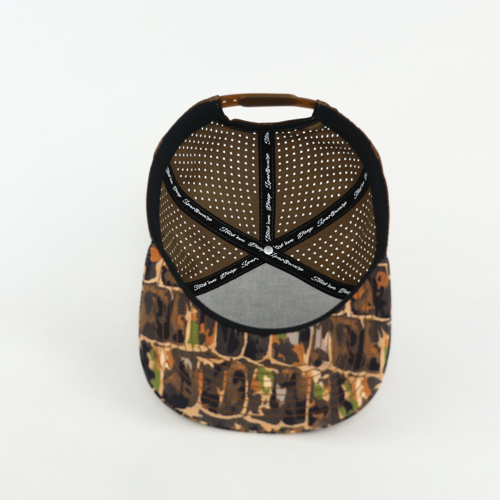 Dark Green Front with Alligator Camo and Dark Green Back | Performance Waterproof 7-Panel Hat