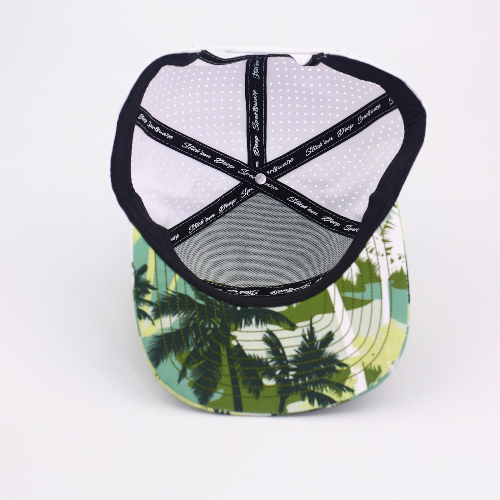 Green Palm Tree Snapback Cap | Durable Waterproof Snapback Hat | Performance Waterproof 7-Panel Hat