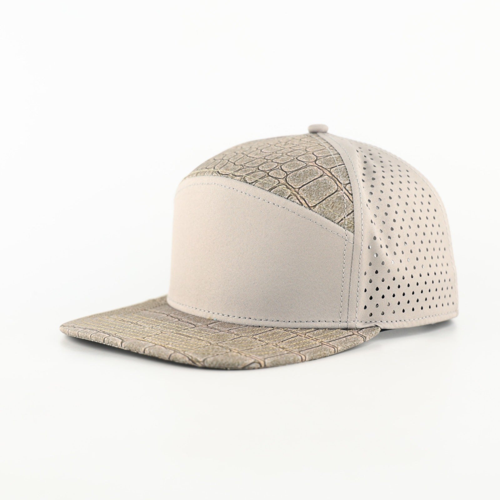 Grey Front Alligator Print With Grey Back | Performance Waterproof 7-Panel Hat