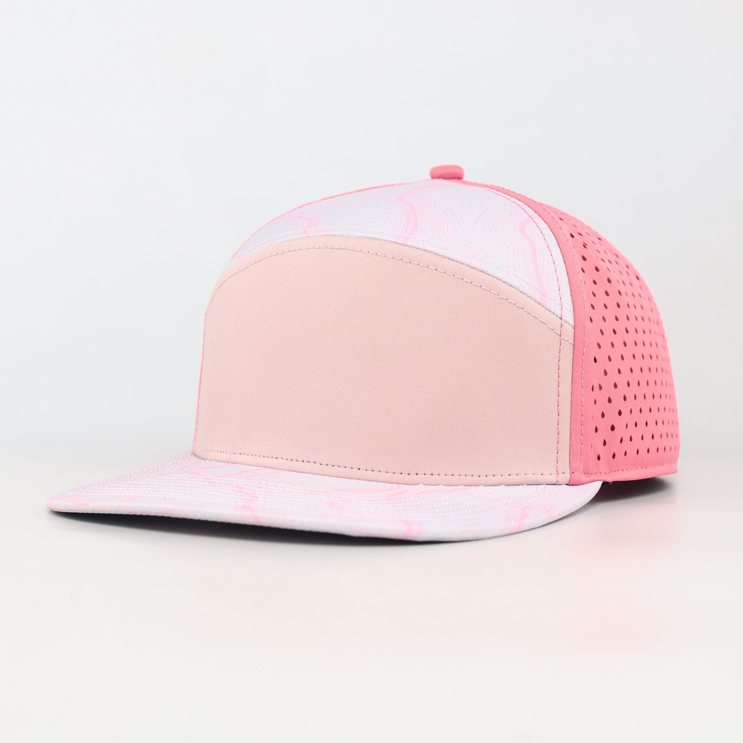 Pink Front Topo Style With Pink Back | Performance Waterproof 7-Panel Hat