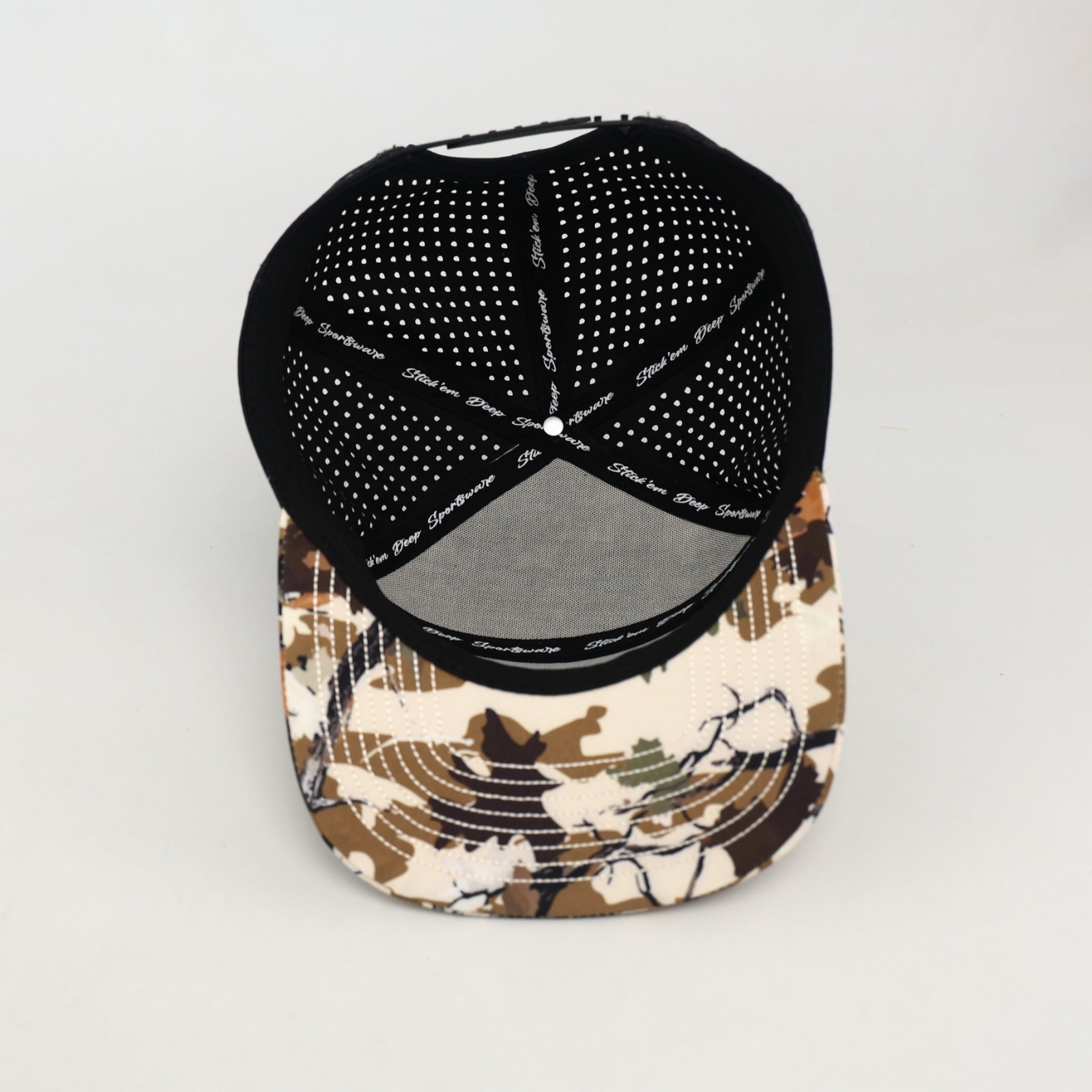 Green Front With Leaf Camo And Black Back | Performance Waterproof 7-Panel Hat