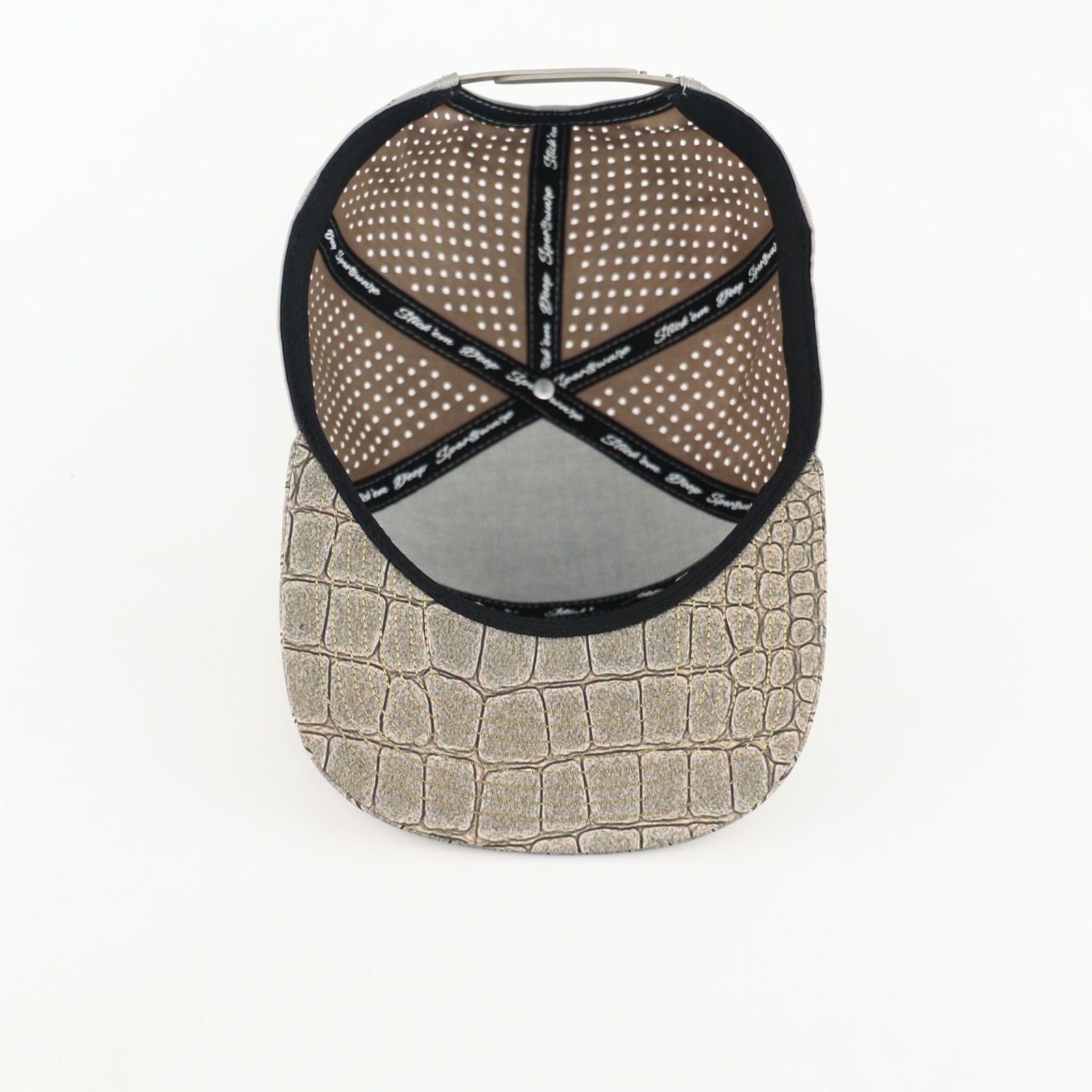 Grey Front Alligator Print With Grey Back | Performance Waterproof 7-Panel Hat