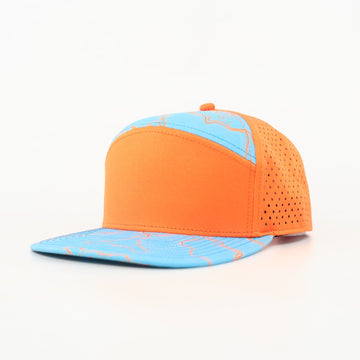 Neon Orange and Blue Topo | Durable Liquid Repellent Cap | Performance Waterproof Hat