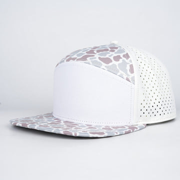 White Front Slate Brown Camo Yellow Back | Performance Waterproof 7-Panel Hat