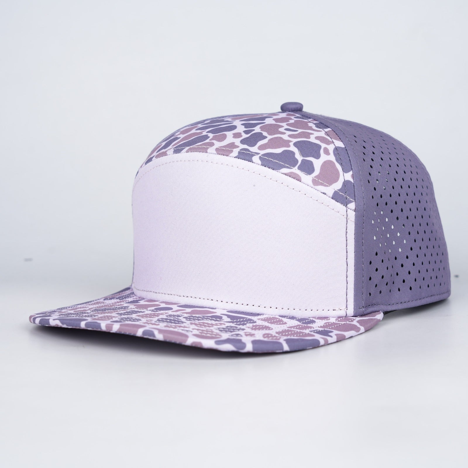 Light Pink Front With Pink And Grey Camo | Performance Waterproof 7-Panel Hat