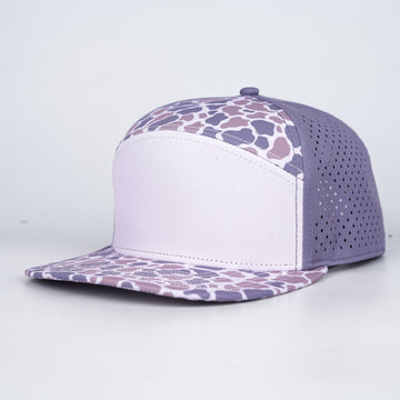 Light Pink Front With Pink And Grey Camo | Performance Waterproof 7-Panel Hat