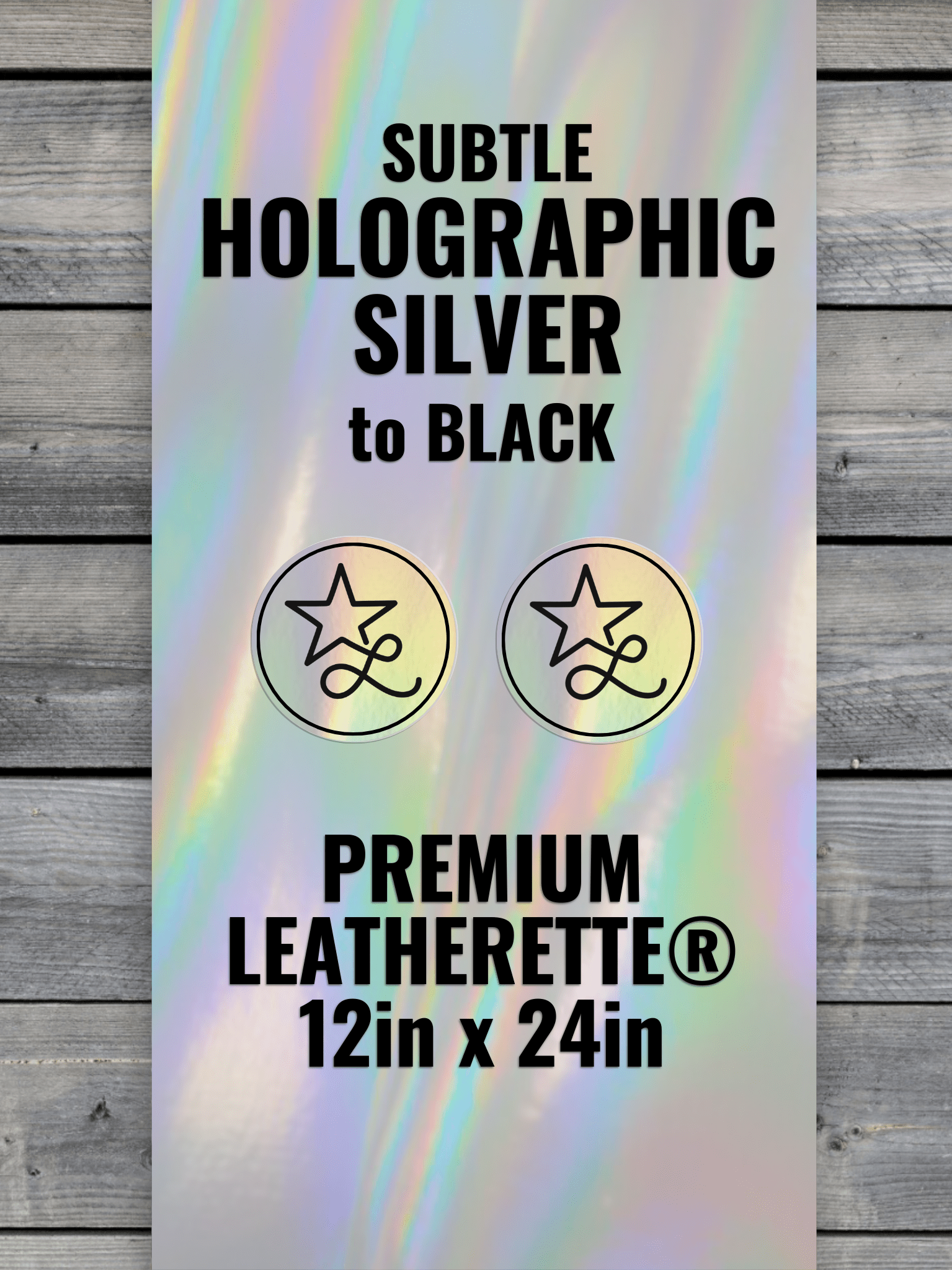 SUBTLE Holographic Silver / Black Durra-Bull Premium Leatherette® Sheets (12x24)