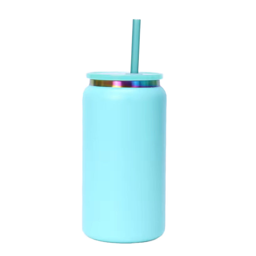 16oz Rainbow Plated Tumbler - Turquoise