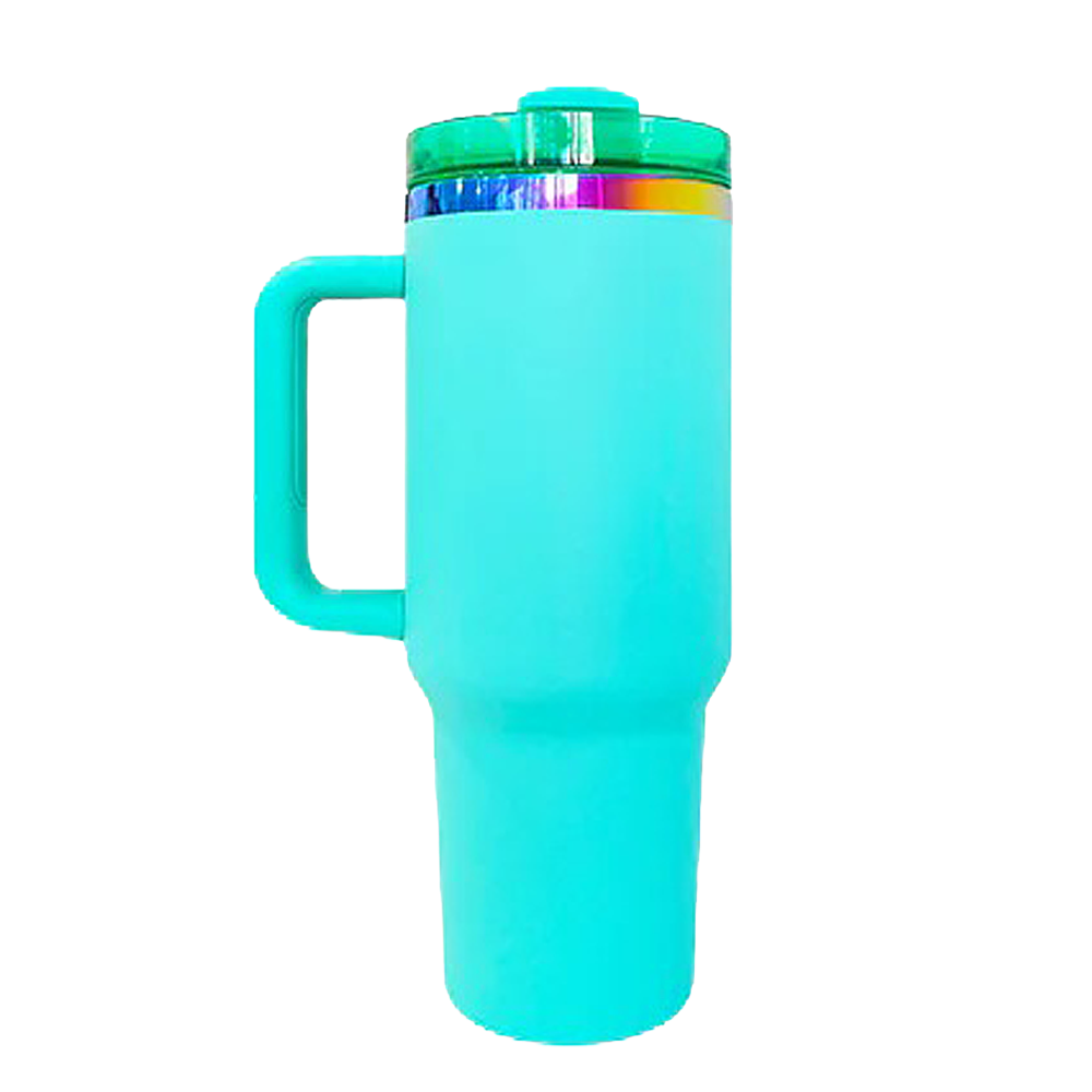 40oz Rainbow Plated Tumbler - Turquoise