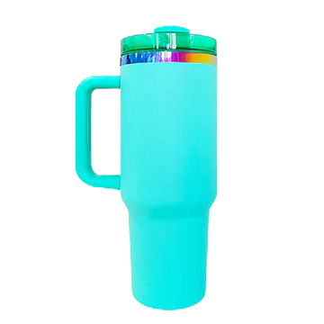 40oz Rainbow Plated Tumbler - Turquoise