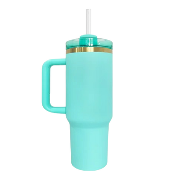 40oz Gold Plated Tumbler - Turquoise