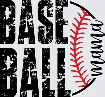 Baseball Mom Distressed Text With Stitched Ball - DTF Transfer