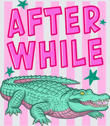 After While Crocodile Pink Striped - DTF Transfer