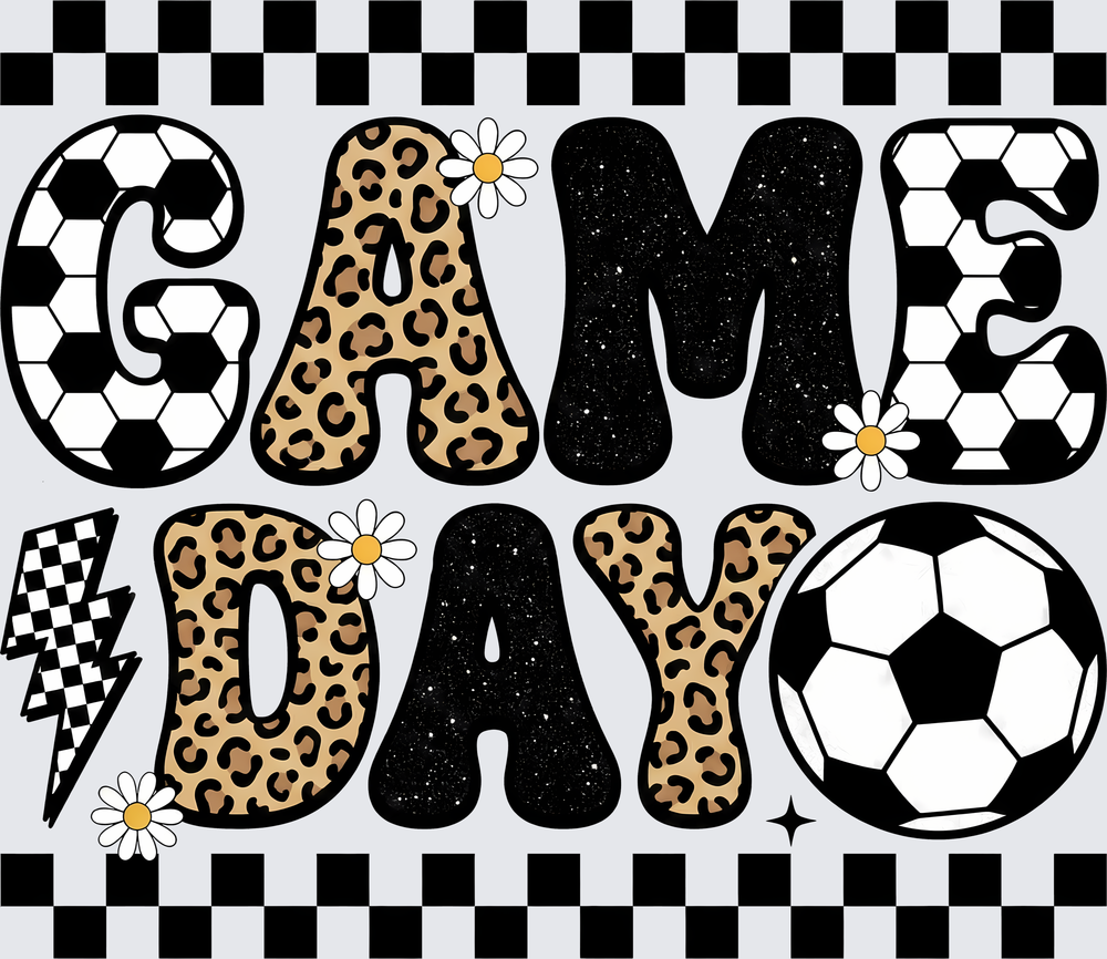 Game Day Soccer Leopard Print Checkered - DTF Transfer