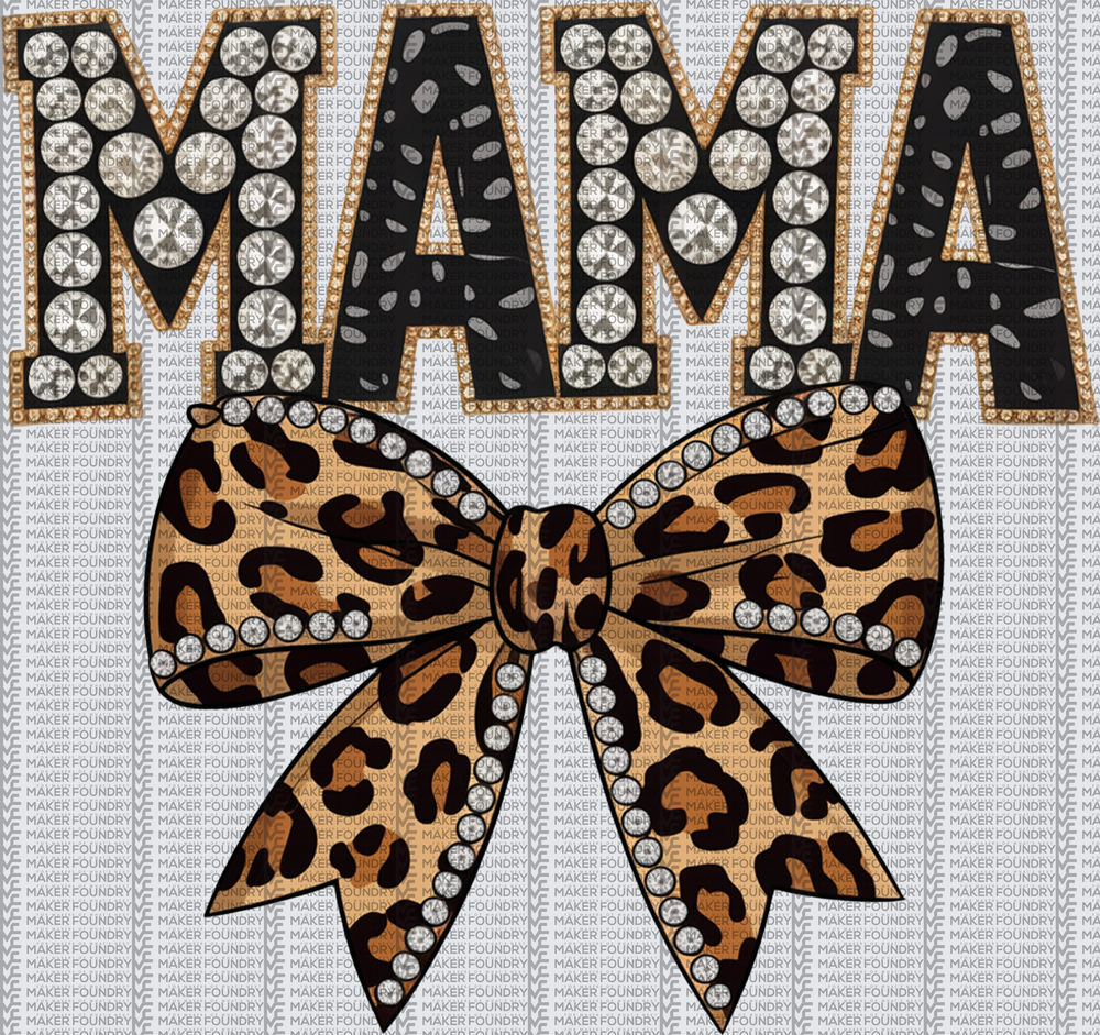 Mama Leopard Rhinestone Bow DTF Transfer