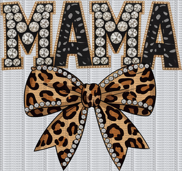 Mama Leopard Rhinestone Bow DTF Transfer