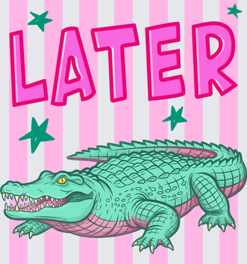 Later Alligator Pink Stripes Design - DTF Transfer