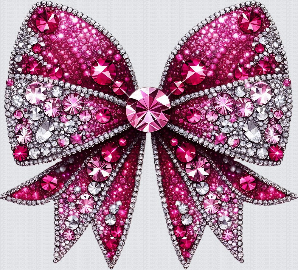 Hot Pink Rhinestone Bow DTF Transfer