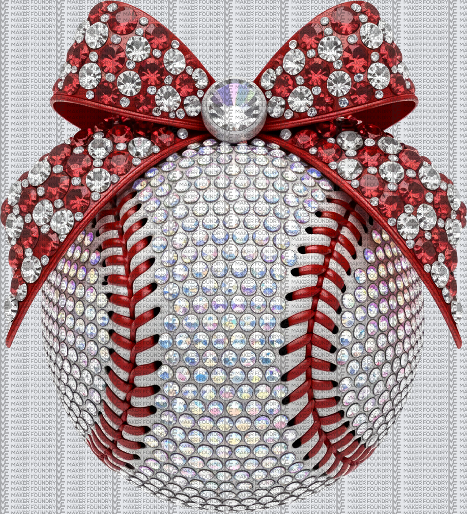 Baseball Rhinestone Bow DTF Transfer