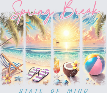 Spring Break State Of Mind Tropical Beach Scene - DTF Transfer