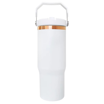 30oz Copper Plated Flip Tumbler - White