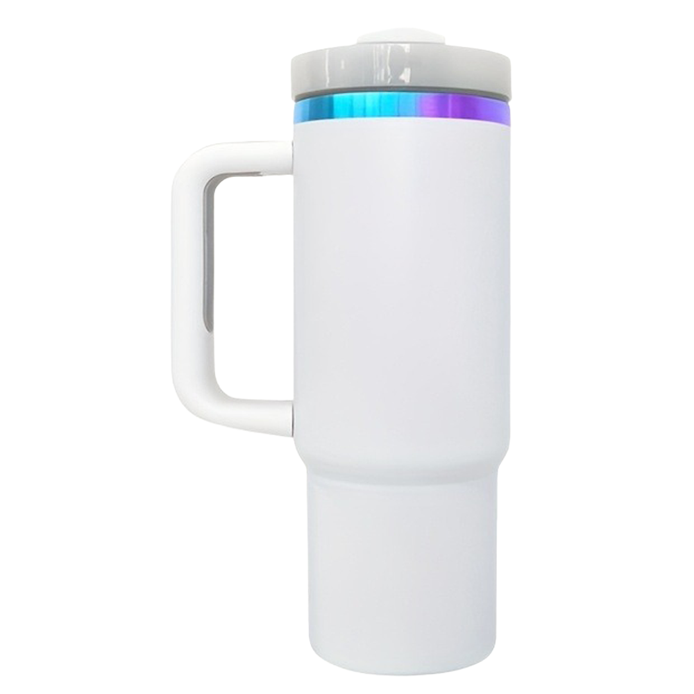 30oz Chroma Plated Handle Tumbler - White