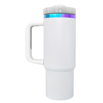 30oz Chroma Plated Handle Tumbler - White